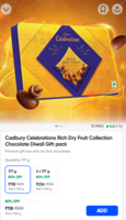 @118 (80% off) Cadbury Celebrations Rich Dry Fruit Collection Chocolate Gift pack on Instamart: 
Available Mumbai check yours 