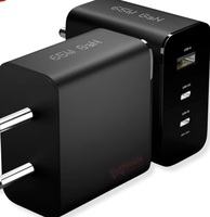 65W Gan Trio Charger Adapter for Nothing | 3 Port USB Type C to A Fast Wall Charging Adaptor Compatible with CMFF Phone 1/Nothing Phone 2a Plus/2A/Phone 2/ CMFF, Black