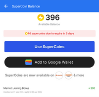 300 Supercoins joining bonus of Marriott, deposited in the account, check yours.