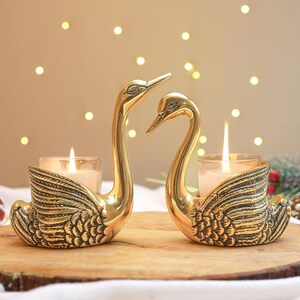 BEHOMA Aluminium Pair of Swans with Gift Box for Good Luck