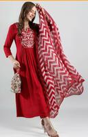 GoSriKi Women's Rayon Blend Anarkali Embroidered Kurta with Pant & Dupatta 