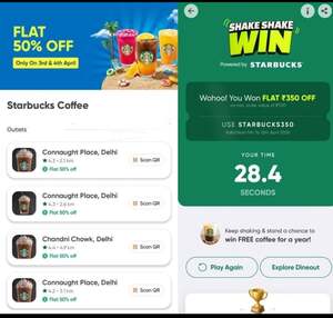 Swiggy Dineout Starbucks  Offer