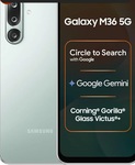 Samsung Galaxy M36 5G Mobile (Serene Green, 6GB RAM, 128GB Storage) | Google Gemini| Gorilla Glass Victus+ | 7.7mm | AI Enhanced 50MP OIS Triple Camera| Nightography| Lag-free Gaming | Without Charger