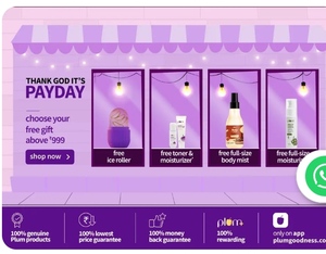  Plum - Pay Day Sale – Free Gifts + Extra ₹50 Off on Products 