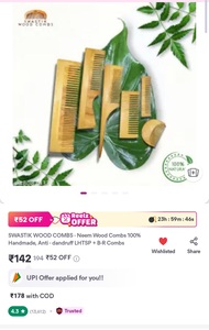 6 Neem wooden Comb 