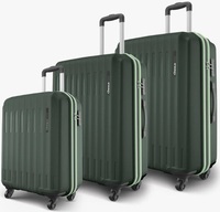 Safari Genius Alley Set of 3 (Cabin + Medium + Large) Trolley Bags Hard Case Polypropylene, 4 Wheels, 360 Degree Wheeling Luggage, Suitcase for Travel, Trolley Bags for Travel, Deep Forrest