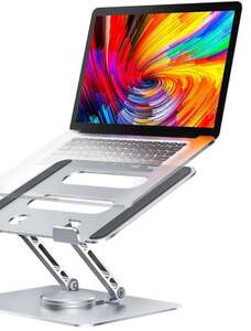 PLIXIO Adjustable Laptop Stand with 360° Rotating Base (Sliver)