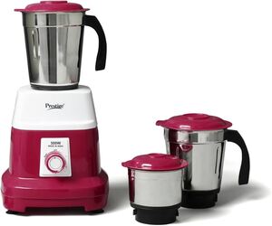 Prestige Orion 500 Watts Mixer Grinder with 3 Stainless Steel Jars |3 Super Efficient Stainless Blades |Sturdy Handles|Red & White 