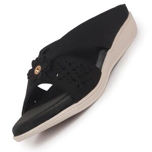 FAUSTO Women Elegant Floral Cut-Out Slip-On Wedge Sandals