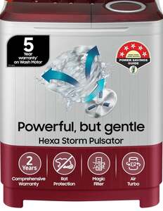 Samsung 7.5 Kg Inverter 5 Star Semi Automatic Top Load Washing Machine [Kotak bank CC EMI]