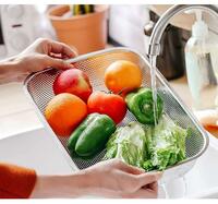 Stainless Steel Dish Rack Drain Basket with Drip Tray & Spoon Holder Dish Drainer for Kitchen Drying Stand/Kuda/Plate Rack/Bartan Over Sink Counter Dish Rack Drain Basket Steel Tray Kitchen (Basket) 