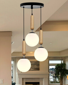 Homesake Retro Industrial Glass Chandelier Pendant Light (Black)