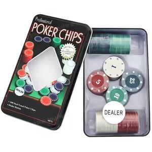 Zepto - Toyshine Casino Style 100 Pcs Poker Chips Set in a Tin Case with 1 Dealer Button