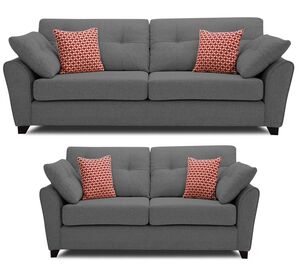 Adorn India Moris 3+2 5 Seater Sofa Set (Grey) (3 Year Warranty)
