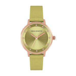 French Connection Leather Analog Green Dial Women's Watch-Fcn00035G, Band_Blue