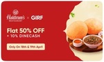 (Upcoming) Swiggy Dineout : Flat 50% Off at Haldiram's Restaurant (18th - 19th April)