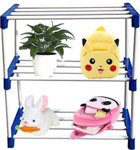 Plastic 3 layer shoe stand (Blue, 3 Shelves, DIY(Do-It-Yourself) ) 