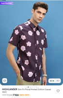 HIGHLANDER Floral Printed Cotton Slim Fit Casual Shirt