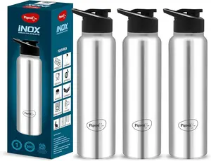 Pigeon by Stovekraft Inox hydra 900ml pack of 3 Stainless Steel Drinking Water Bottle 900ml Flipper Cap - Silver (1 year Warranty) 