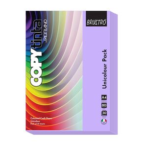 BRUSTRO Copytinta Coloured Craft Paper A4 Size 80 GSM Violet Shade (Violetta), 60 Sheets Pack | Double Side Colored, Ideal for Origami, Scrapbooking, Making Card, DIY Art & Craft