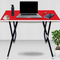 EuroQon Workstation Foldable Engineered Wood Computer Desk (Modular, Finish Color - Red, Pre-