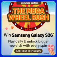 Amazon The Mega Wheel Rush: Play daily & unlock rewards, cashback offers, Win Samsung S26 and more
