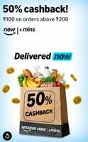 Amazon Now - 50% Cashback Upto 100 on Orders Above 200 (Location/User Specific) [Check Delhi NCR Pincodes]