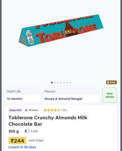 Toblerone Crunchy Almonds MilkChocolate Bar