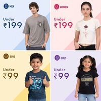Cotton T-shirt at just ₹49 | Men , Women & Kid