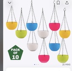 Leafy Tales Plastic Cane Basckets/Hanging Pots (11cm, Assorted) Pack of 10