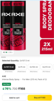 Flipkart | Search AXE | AXE Intense Body Spray  -  For Men on ( Pack of 2 )