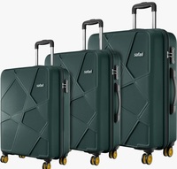 Safari Pentagon Pro 8 Wheels Set of 3 (Cabin + Medium + Large) Trolley Bags, Hard Case Polypropylene, 360º Wheeling Suitcase/Luggage for Travel, Dusk Green| Spinner Wheel