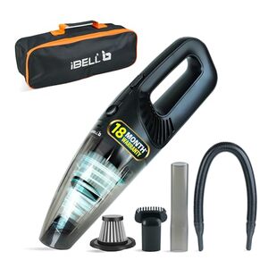 IBELL TURBOVAC800 Cordless Vacuum Cleaner for Car & Home | 5500Pa Powerful Suction | Wet & Dry Cleaning | Rechargeable & Lightweight | Washable HEPA Filter | Portable Handheld Vacuum (Black)