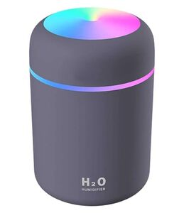 Quick Needs Humidifier with Colorful Light for Room, Bedroom, Office, Car, 300 ML, Grey, USB