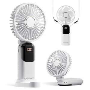 GOCKERA Portable Fan 4200mAh | 5 Speed | Digital Display | 3-in-1 Handheld/Neck/Desk Fan