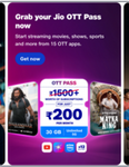 [New Plan] Jio OTT Pass with 15+ OTT Subscriptions | Rs 200/28 Days/30GB/Unlimited 5G