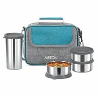 MILTON Daily Meal Lunch Box with Unisex Bag, 3 Stainless Steel Containers 300 ml Each & Tumbler 400 ml