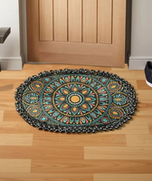 FINE TEX WORLD Black & Blue Soft & Thick Printed No Shredding Doormats