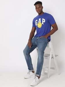 Gap Blue Cotton Relaxed Fit Solid Jeans