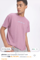 glitchez ckled Typography Oversized T-shirt