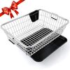 TEX-RO Stainless Steel Dish Drying Rack for Kitchen with Drainer Tray & Cutlery Holder | Utensils Drying Rack & Dish Drainer Basket | Bartan Stand Steel | Large 56x43x23 cm, Chrome Finish