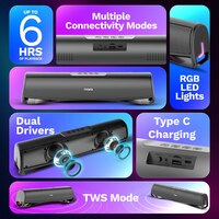 MarQ by Flipkart Thunder with Dual Drivers, Upto 6Hrs of Playback, RGB LED lights 16 W Bluetooth Soundbar on Flipkart