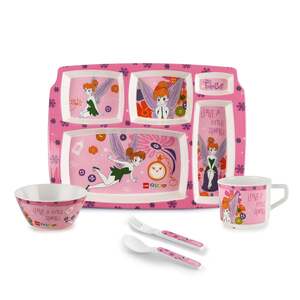 Cello Kidzbee Pentameal Tinker Bell Melamine Meal Set for Kids, Set of 5, Light Pink