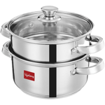 Lifelong 2 Tier Stainless Steel Multi Cooking Steamer/Idli Cooker with Glass Lid (Induction Base)