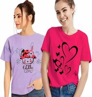 RUBYKNITS Printed Women Purple, Pink T-Shirt on Flipkart
