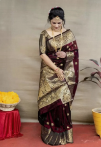 Woven Kanjivaram Pure Silk Saree on Flipkart