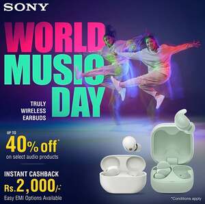 SONY: World Music Day - Truly Wireless Earbuds | Upto 40% off | 2000 Instant Cash back Easy EMI