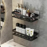 THE SR BRAND Self-Adhesive Multipurpose Wall Mounted Bathroom Shelves|Space-Saving Storage Organizer Racks for Bathroom and Kitchen Accessories|Stylish Wall Stand for Home,Office Use (Black-Pack of 1)
