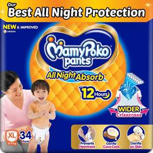 Mamypoko pants All night absorb Pant Style Baby Diapers (XL)34 CountIdeal for 12-17Kgs