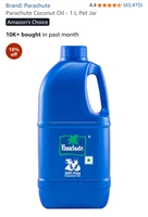 Parachute Coconut Oil - 1 L Pet Jar at ₹386